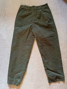 Universal Thread Olive Green Pleated High-Rise Corduroy Trousers